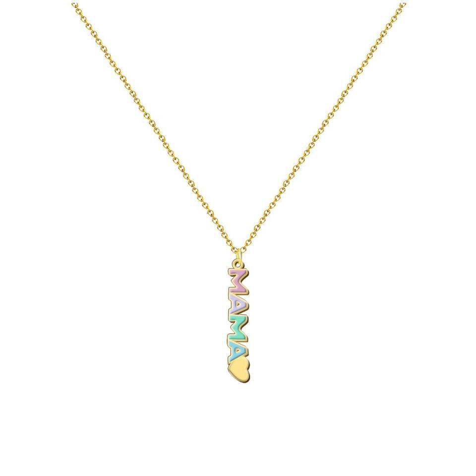 Colgante Acero Mamá Esmaltado Dorado