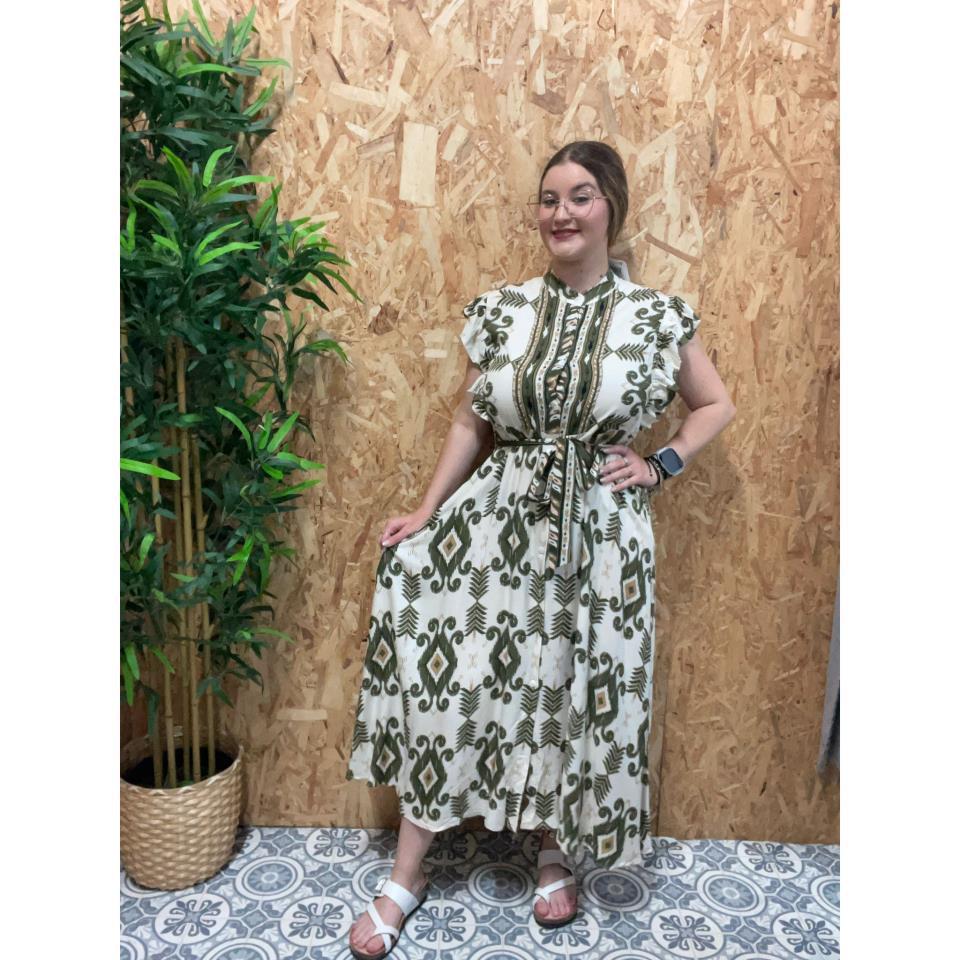 Vestido Estampado con Cinto Lazo