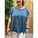 Blusa Manga Vuelos   Collar