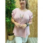 Blusa Manga Vuelos   Collar