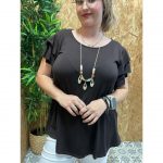 Blusa Manga Vuelos   Collar