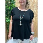 Blusa Manga Vuelos   Collar