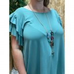 Blusa Manga Vuelos   Collar