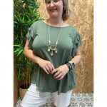 Blusa Manga Vuelos   Collar