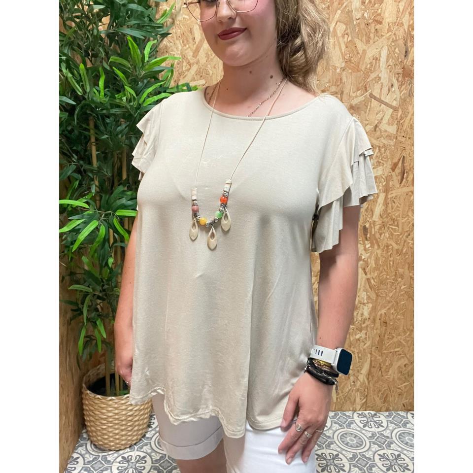 Blusa Manga Vuelos   Collar