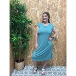 Vestido Básico Manga Hueca con Perlas