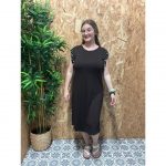 Vestido Básico Manga Hueca con Perlas