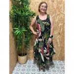 Vestido Estampado Hojas y Estrellas