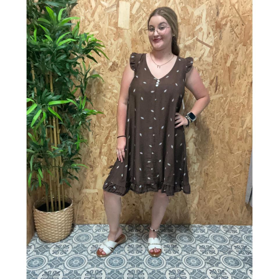 Vestidos con Vuelos Estampado Hojas
