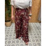 Pantalón Estampado Flores Abertura Lateral
