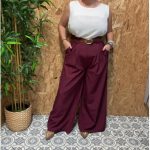 Pantalón Vestir Pata Ancha   Cinto Camel