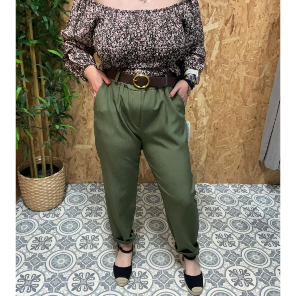 Pantalón Vestir con Vuelto   Cinto Camel