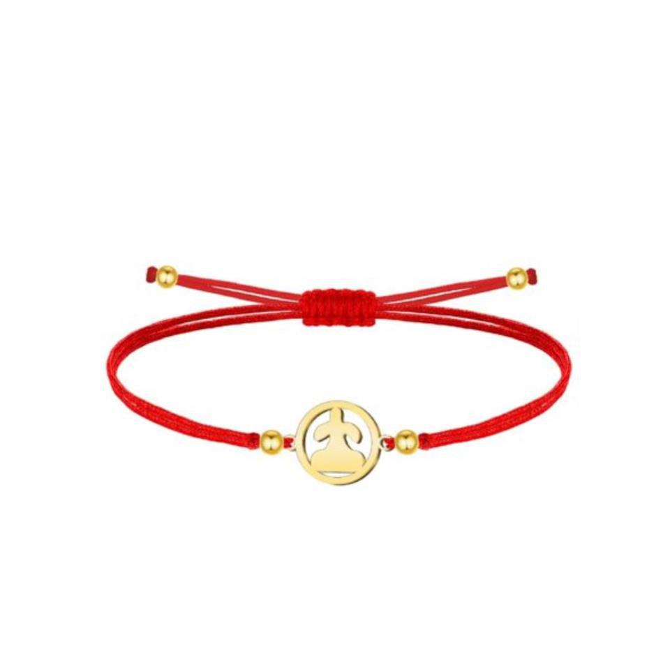 Pulsera Cordón Rojo Ídolo de Tara Acero Dorado