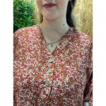 Blusa Estampada Floral Manga Recogida