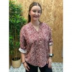 Blusa Estampada Floral Manga Recogida