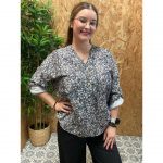 Blusa Estampada Floral Manga Recogida