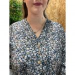 Blusa Estampada Floral Manga Recogida