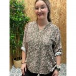 Blusa Estampada Floral Manga Recogida