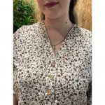Blusa Estampada Floral Manga Recogida