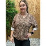Blusa Estampada Floral Manga Recogida