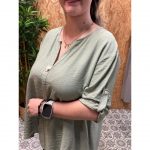 Blusa Lino Manga Recogida