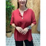Blusa Lino Manga Recogida