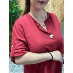 Blusa Lino Manga Recogida