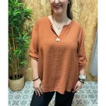 Blusa Lino Manga Recogida