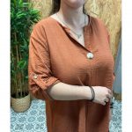 Blusa Lino Manga Recogida