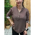 Blusa de Lunares Manga Recogida