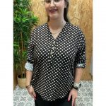 Blusa de Lunares Manga Recogida