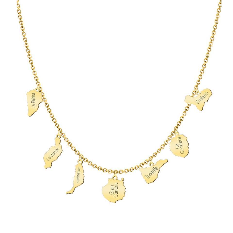 Colgante 7 Islas Canarias Acero Dorado