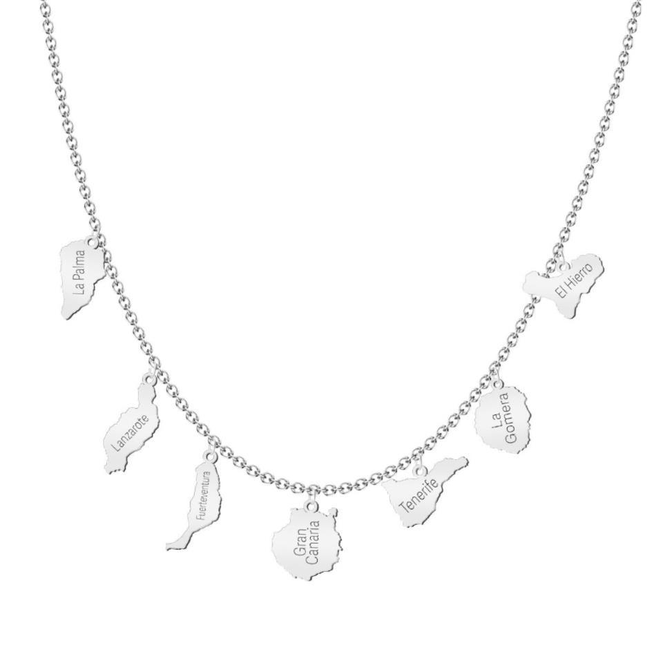 Colgante 7 Islas Canarias Acero Plateado