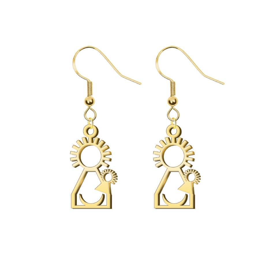 Pendientes Virgen del Pino Acero Dorado
