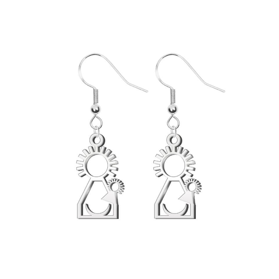 Pendientes Virgen del Pino Acero Plateado