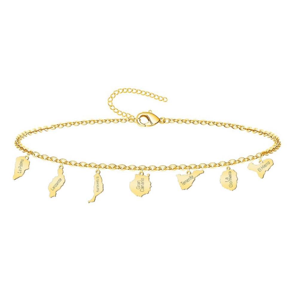 Pulsera 7 Islas Canarias Acero Dorado