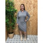 Vestido de Punto Espiga con Cuello Camisa