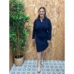 Vestido de Punto Espiga con Cuello Camisa