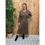 Vestido de Punto con Tablas