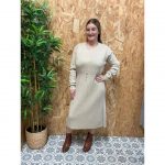 Vestido de Punto con Tablas