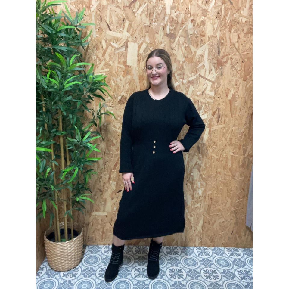 Vestido de Punto con Tablas