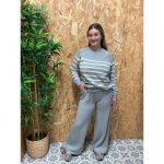 Conjunto Jersey Rayas Botones   Pantalón Punto