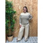 Conjunto Jersey Rayas Botones   Pantalón Punto