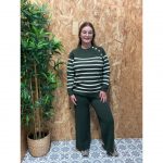 Conjunto Jersey Rayas Botones   Pantalón Punto