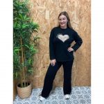 Conjunto Punto Jersey Corazón   Pantalón