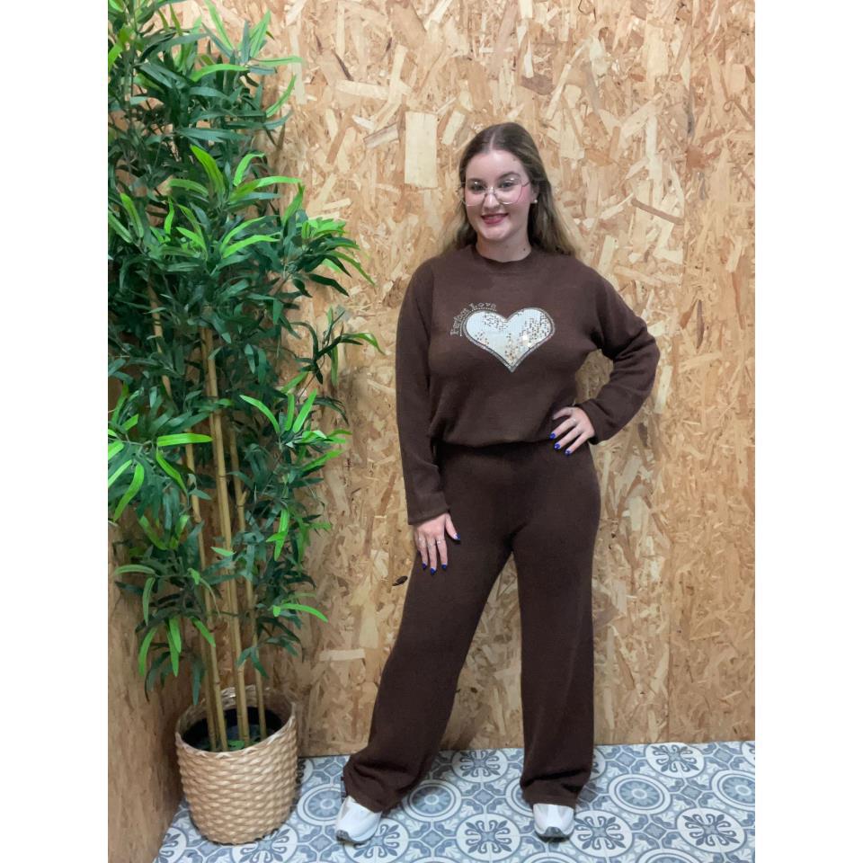 Conjunto Punto Jersey Corazón   Pantalón