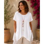 Camisa Básica   Collar Picos Asimétricos