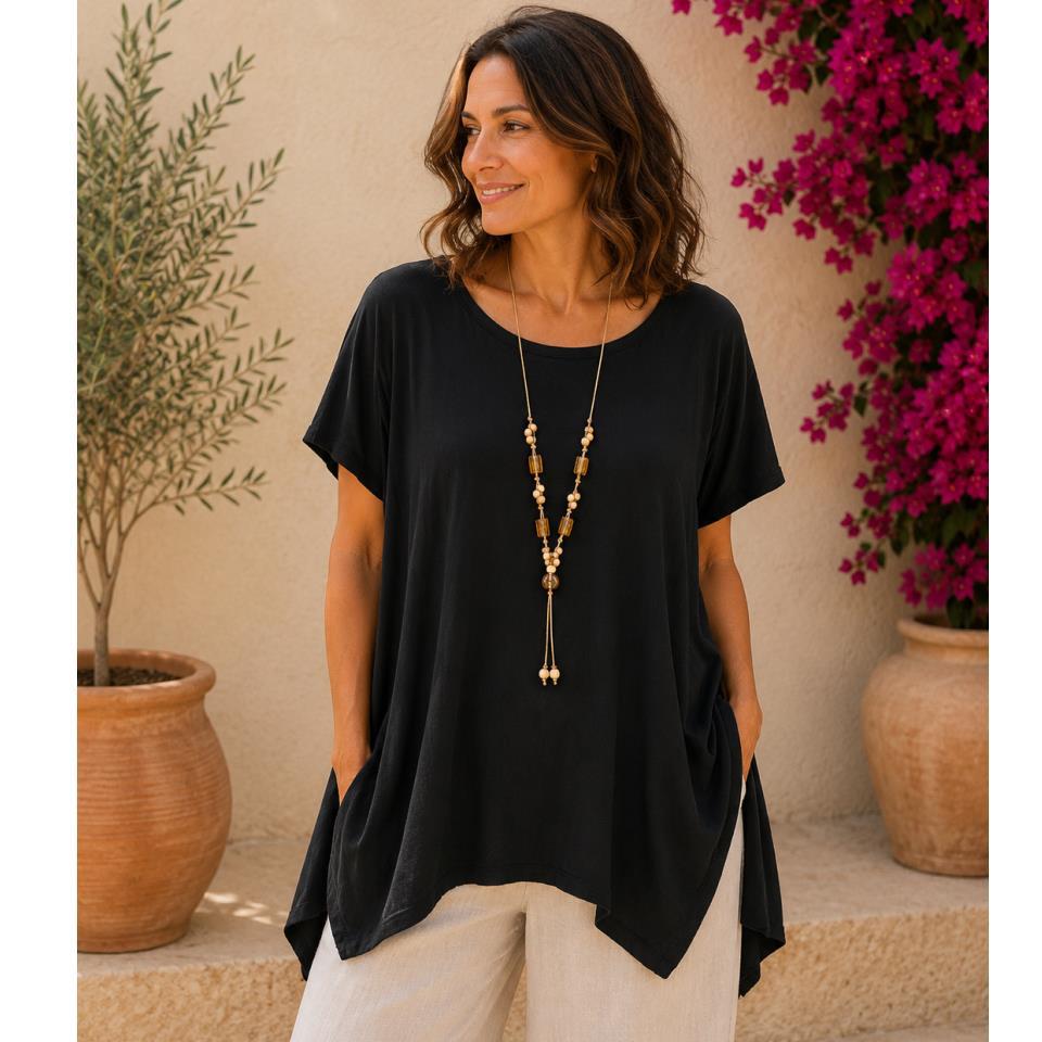 Camisa Básica   Collar Picos Asimétricos