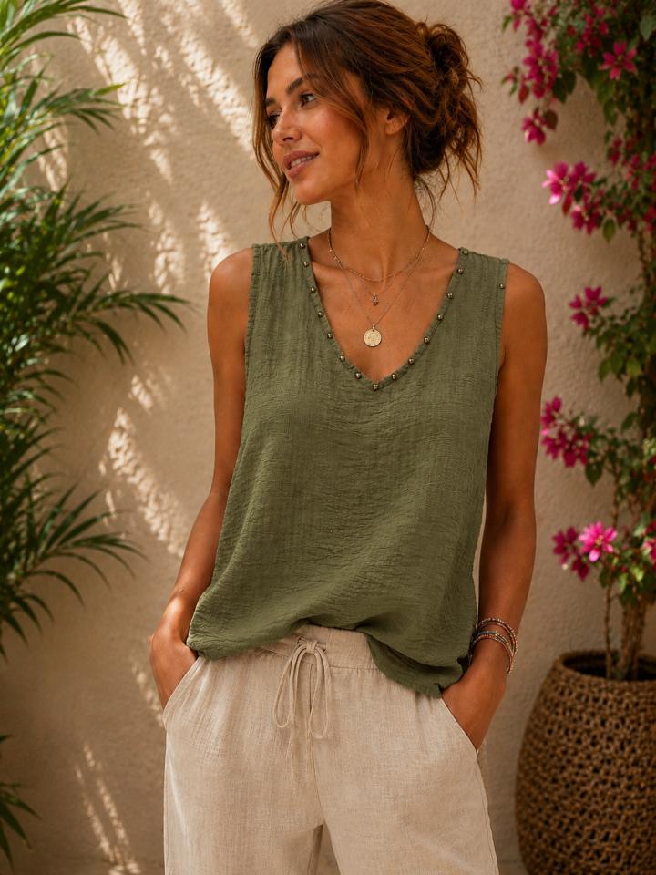 Blusa Viscosa de Hueco con Remaches