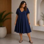 Vestido Oversize en Pico con Volantes